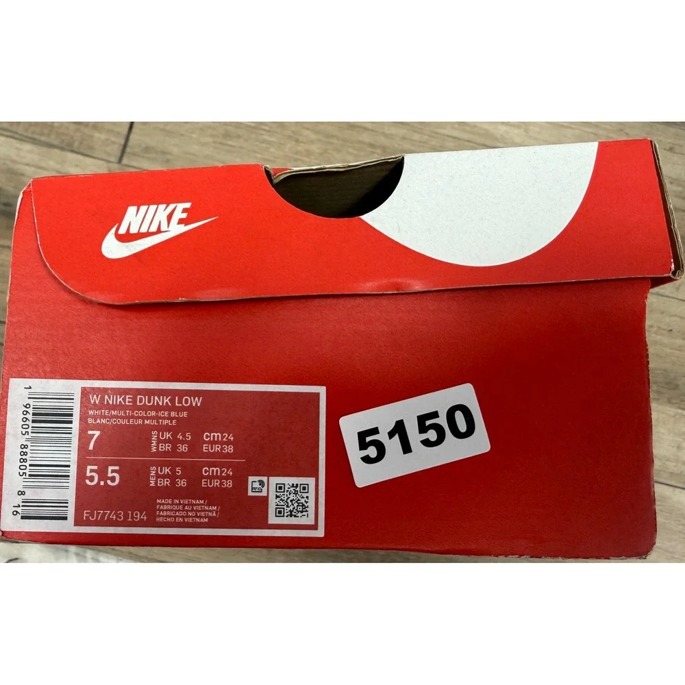 Nike Dunk Low White Multi-Color Ice Blue Gradient FJ7743-194 Womens 7